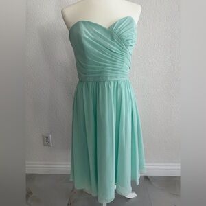 Alfred Angelo Green One-Shoulder Ruched Wedding Guest Dress